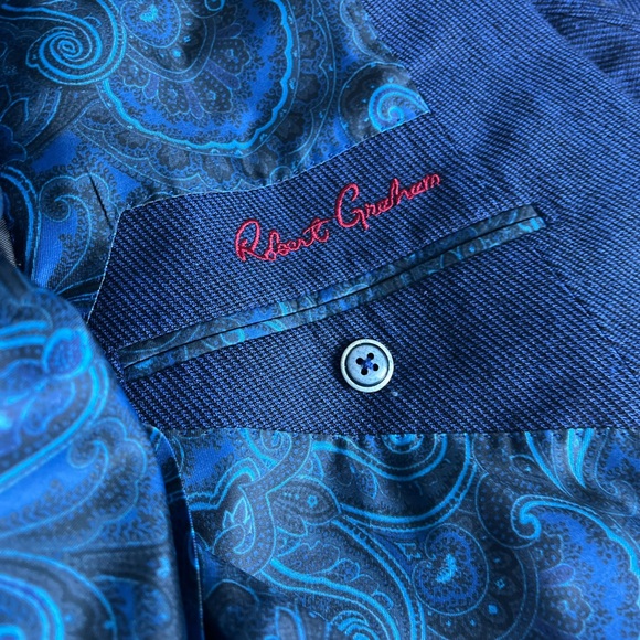 Robert Graham Blue Linen Cotton Blazer Jacket 44 40 - Picture 5 of 6
